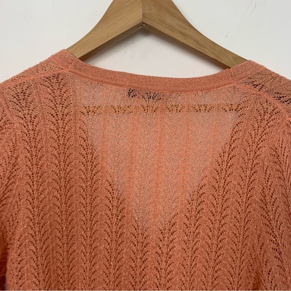 Mango Light Coral Knit Button-Front Women's Sweater Cardigan - Picture 7 of 8